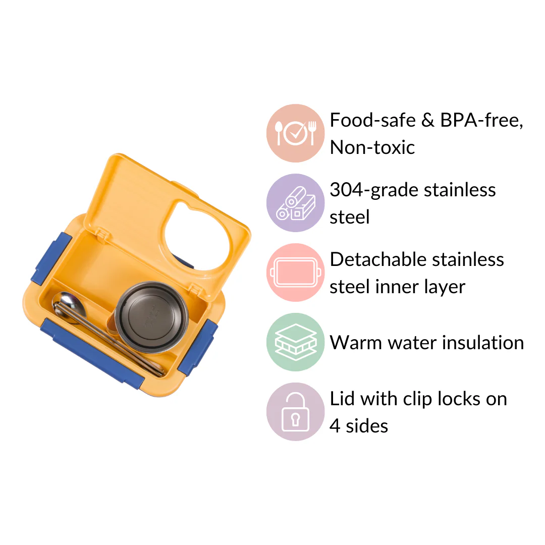 2 Grid Insulated Stainless Steel Bento Box Blue 800ml - Image 20