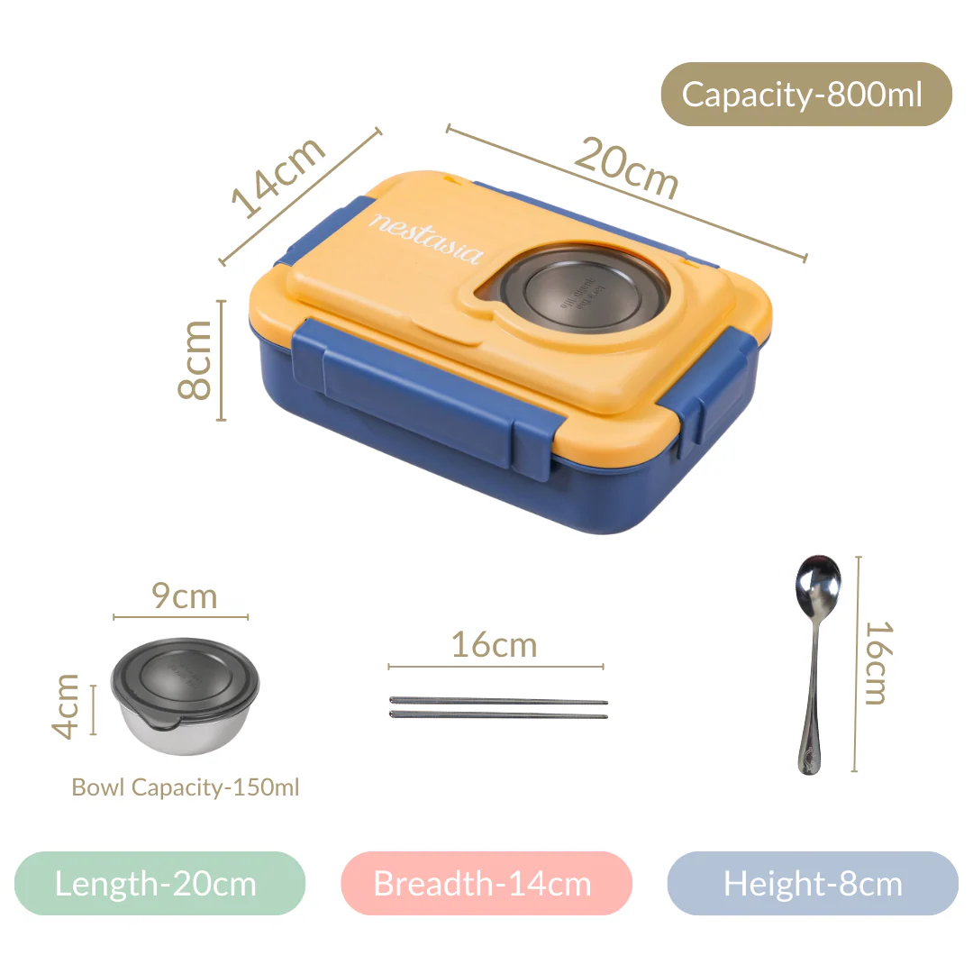 2 Grid Insulated Stainless Steel Bento Box Blue 800ml - Image 22