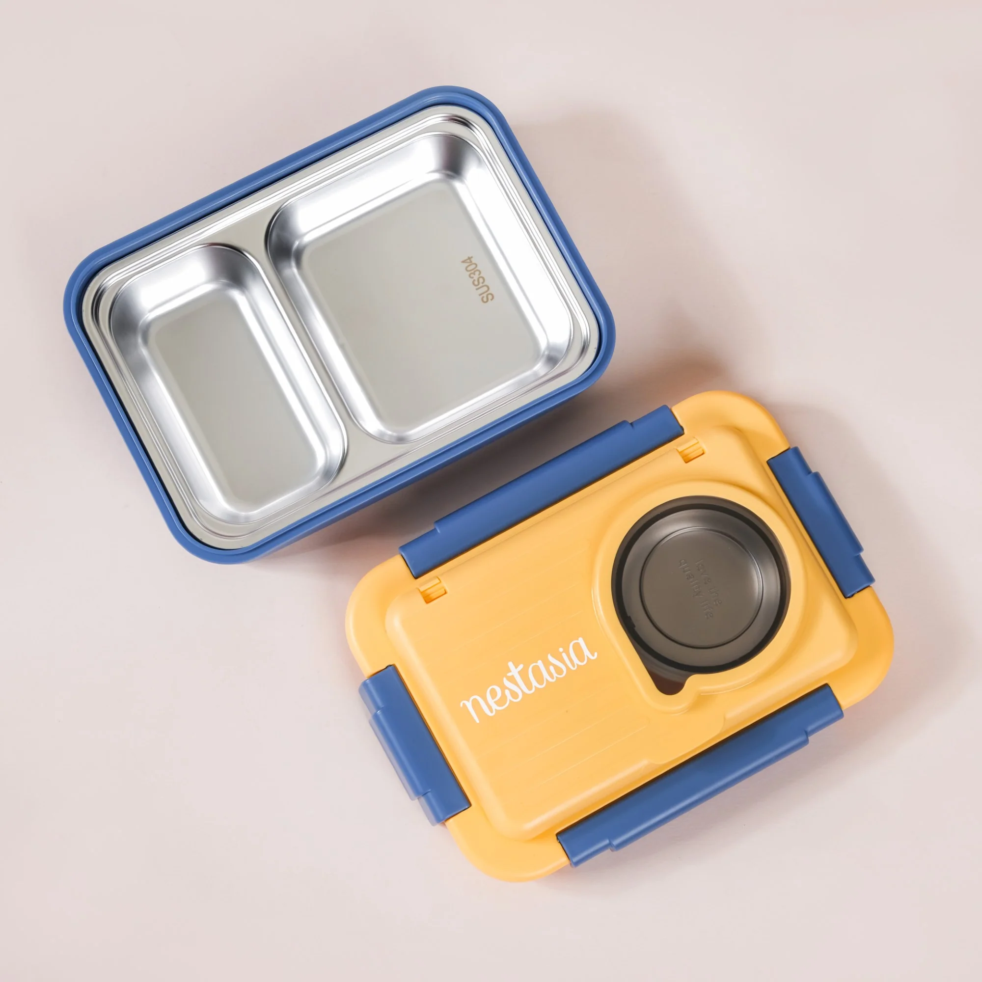 2 Grid Insulated Stainless Steel Bento Box Blue 800ml - Image 30