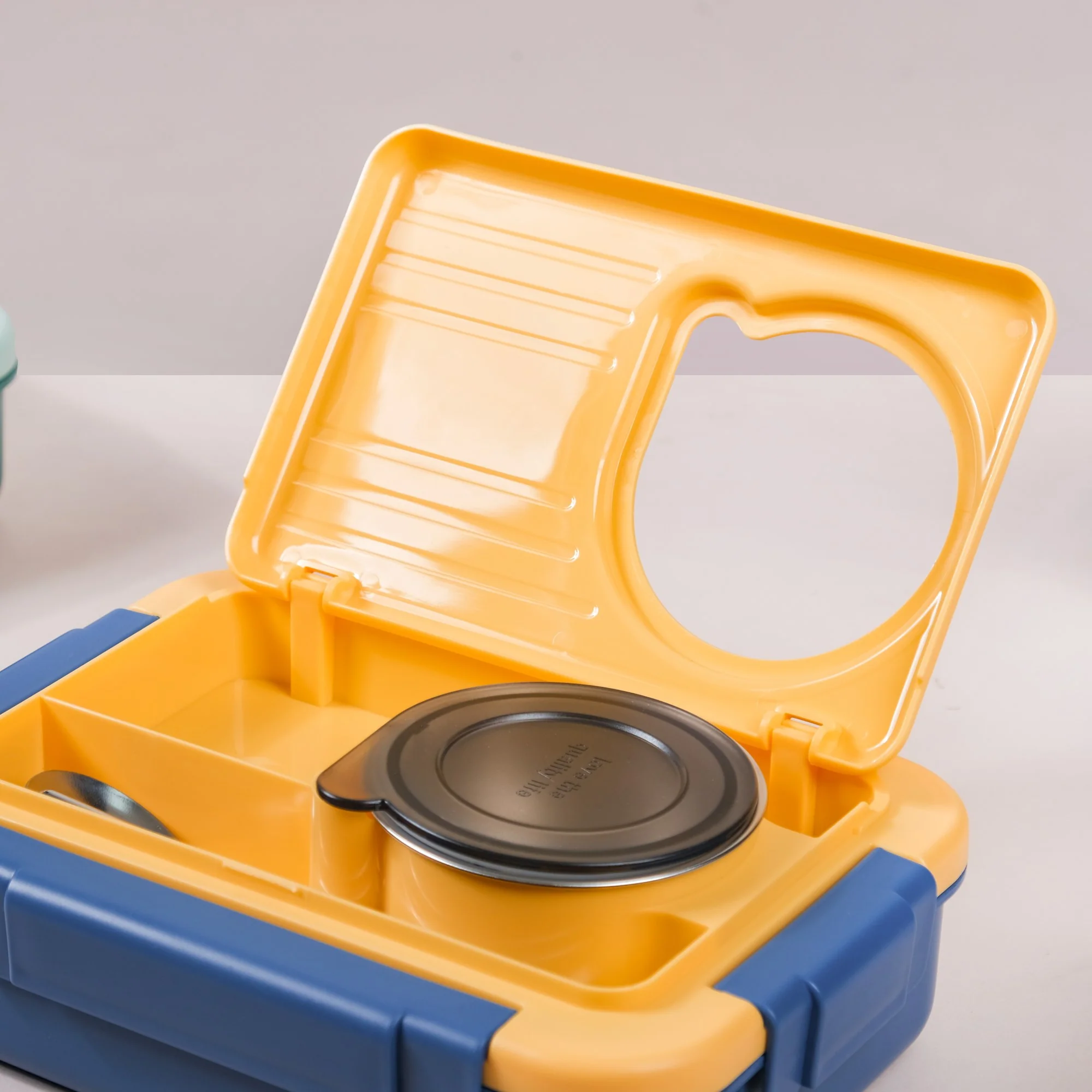 2 Grid Insulated Stainless Steel Bento Box Blue 800ml - Image 7