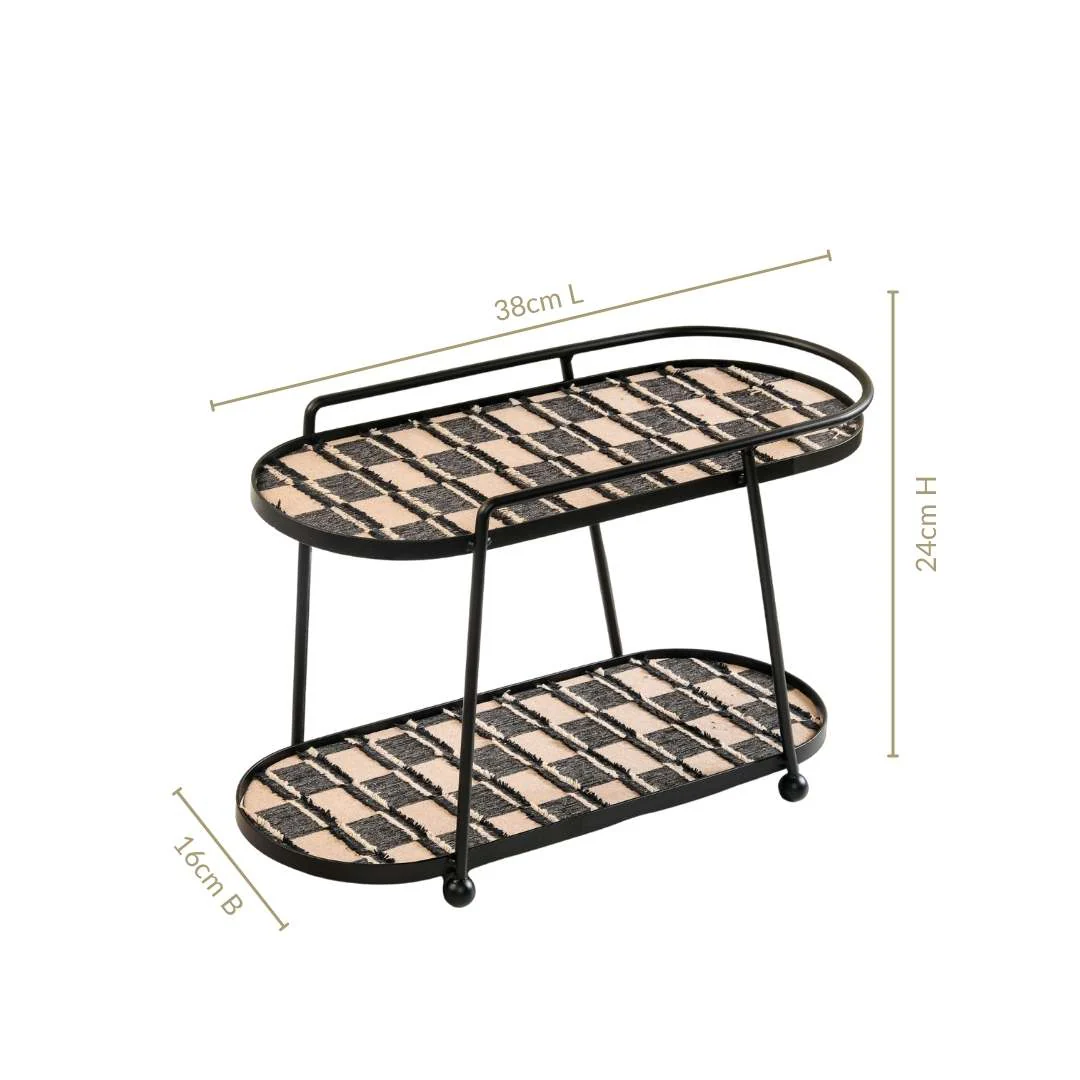 2 Tier Luxury Display Tray Black Brown - Image 3