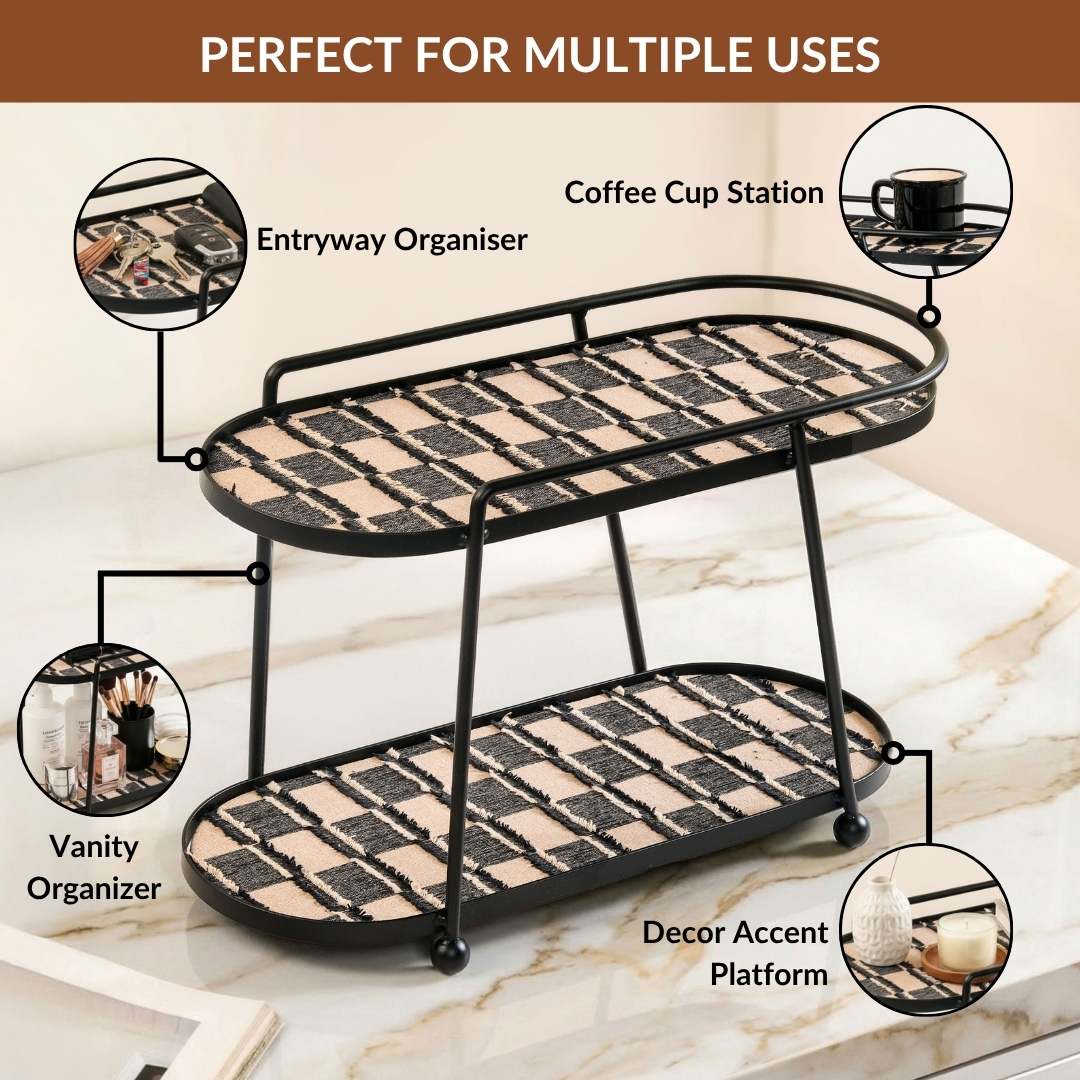 2 Tier Luxury Display Tray Black Brown - Image 4