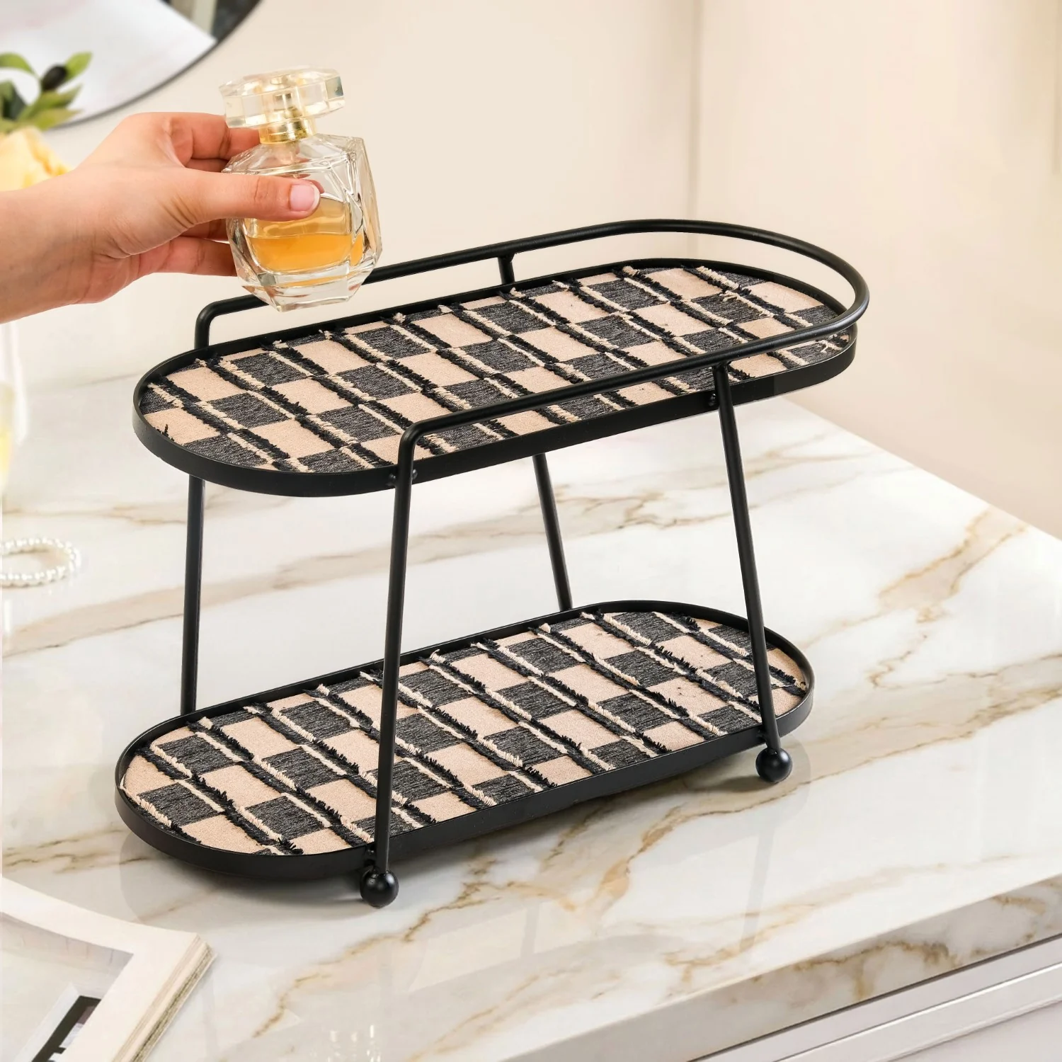 2 Tier Luxury Display Tray Black Brown - Image 5