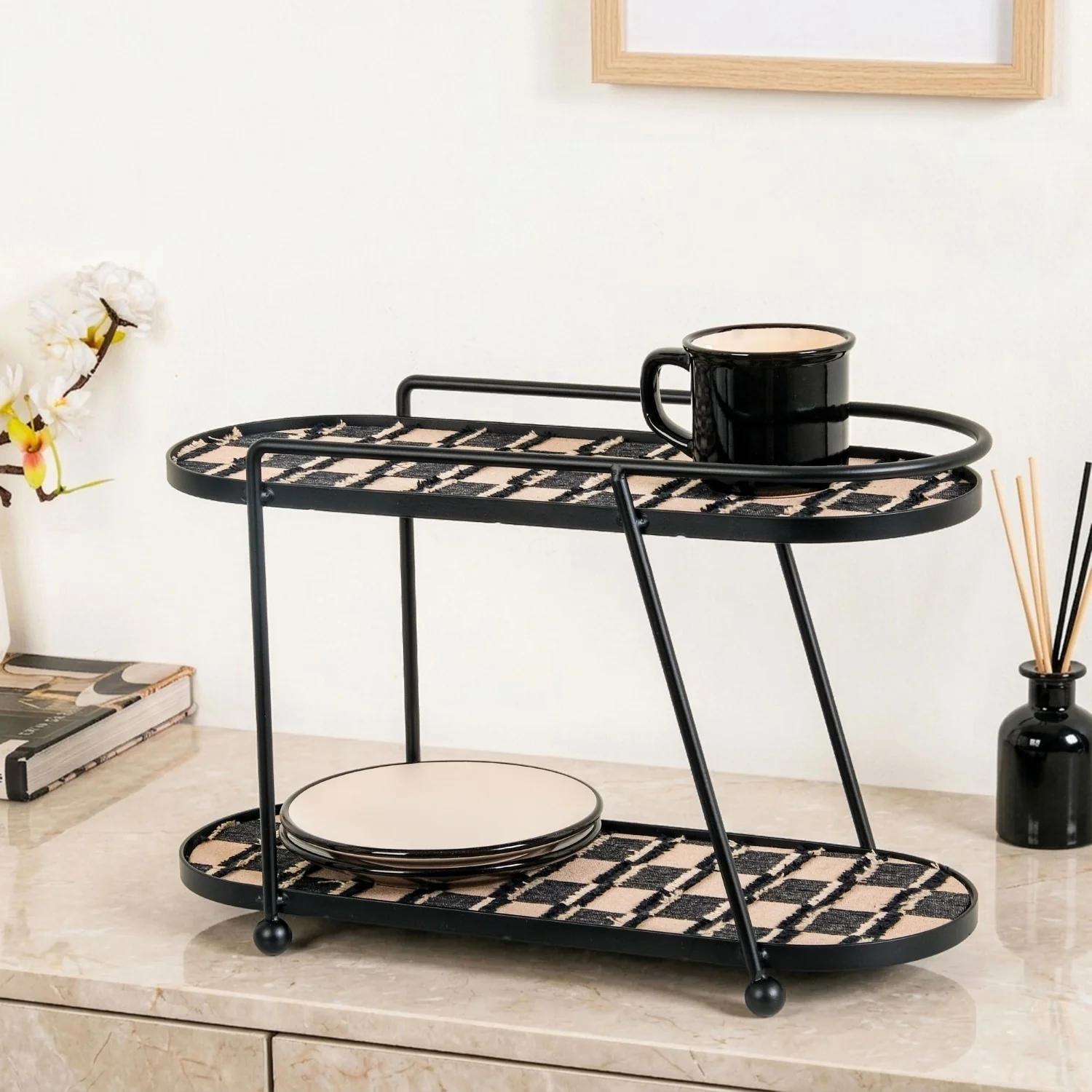 2 Tier Luxury Display Tray Black Brown - Image 7