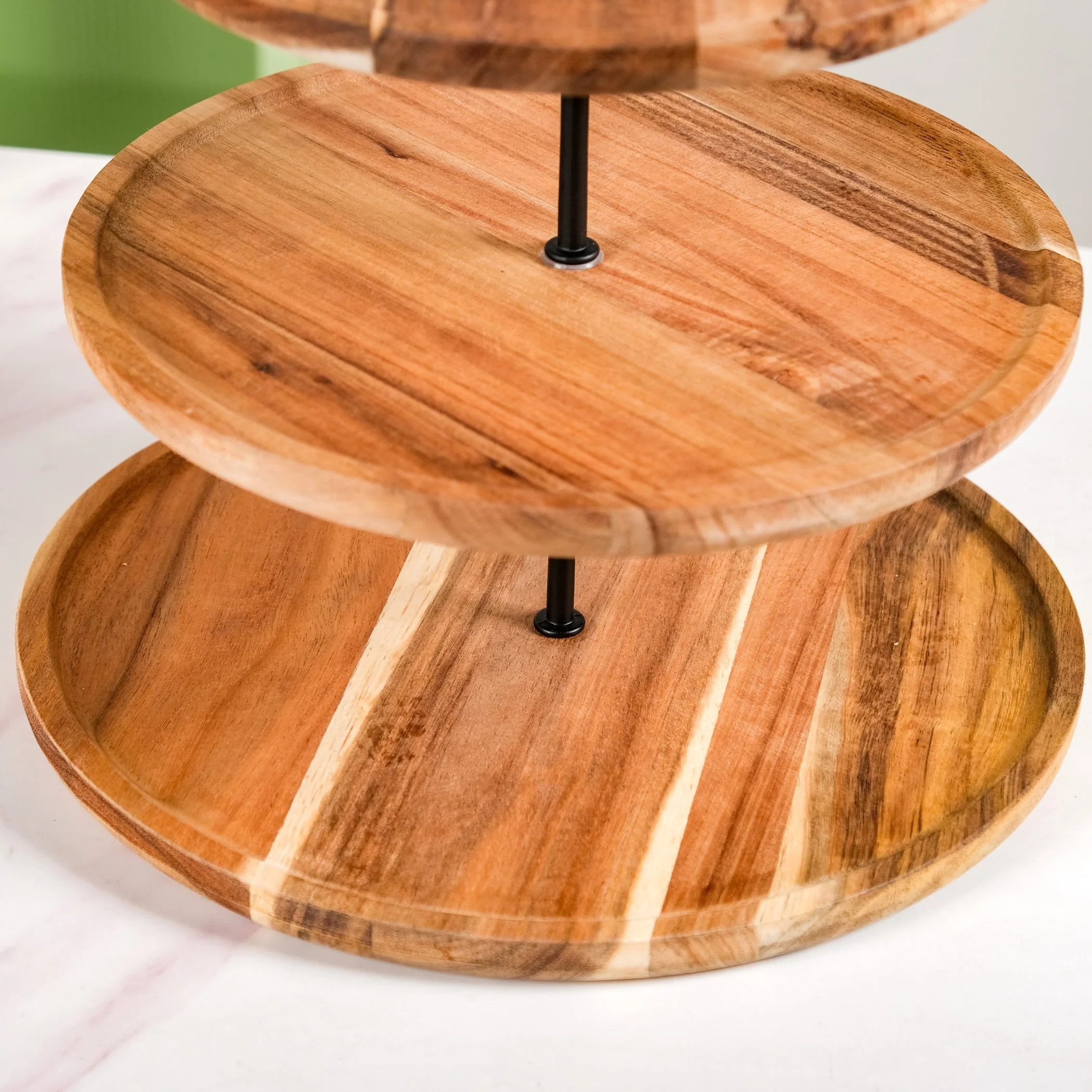 3 Tier Acacia Wood Cupcake Stand - Image 7