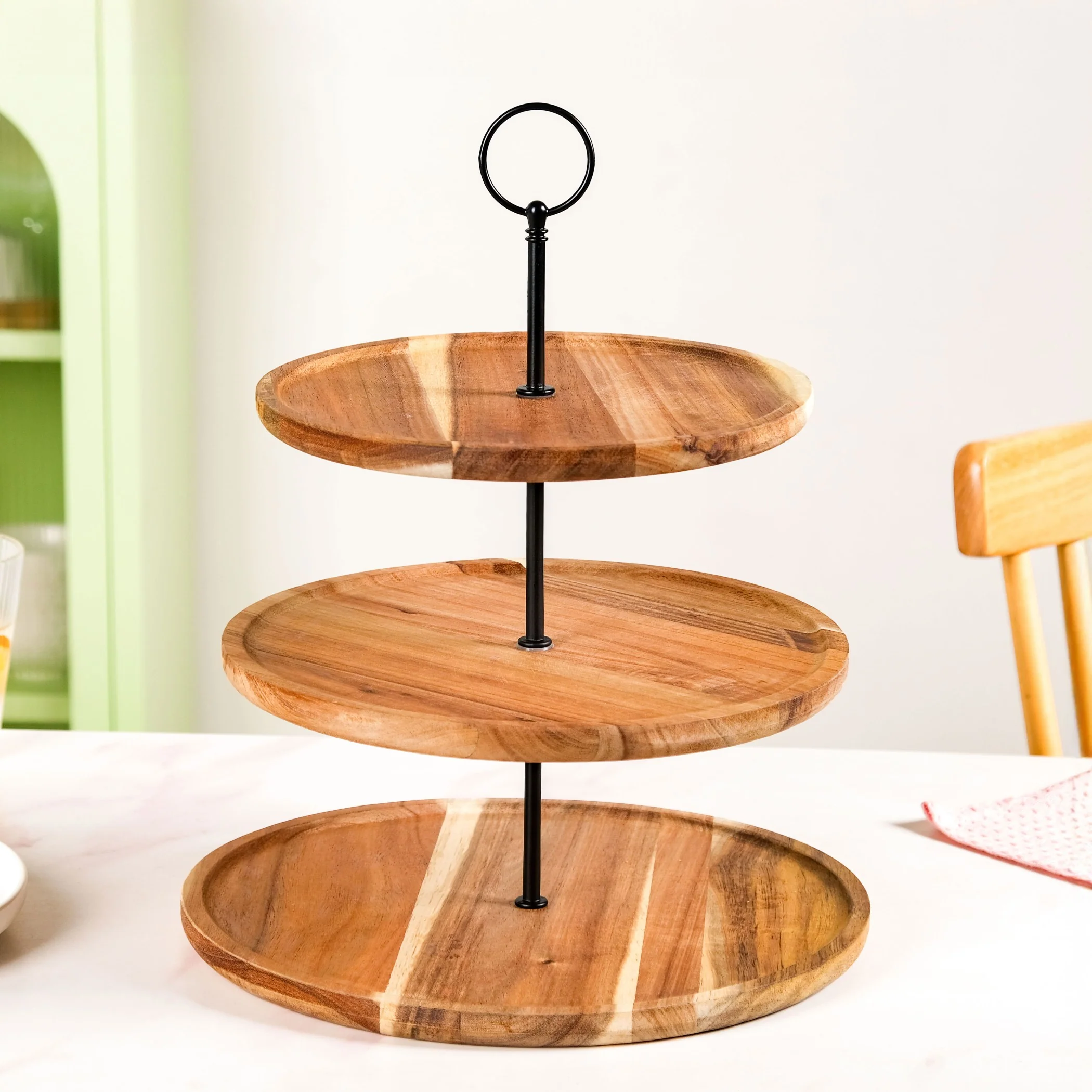 3 Tier Acacia Wood Cupcake Stand - Image 8