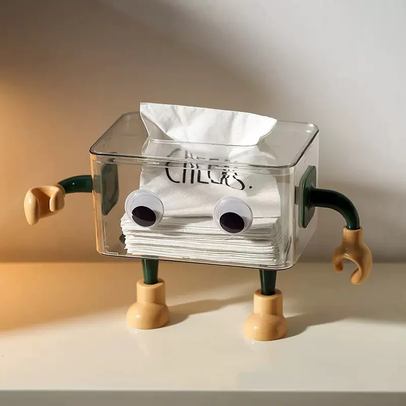 3D Cartoon Robot Tissue Box Green - Image 3