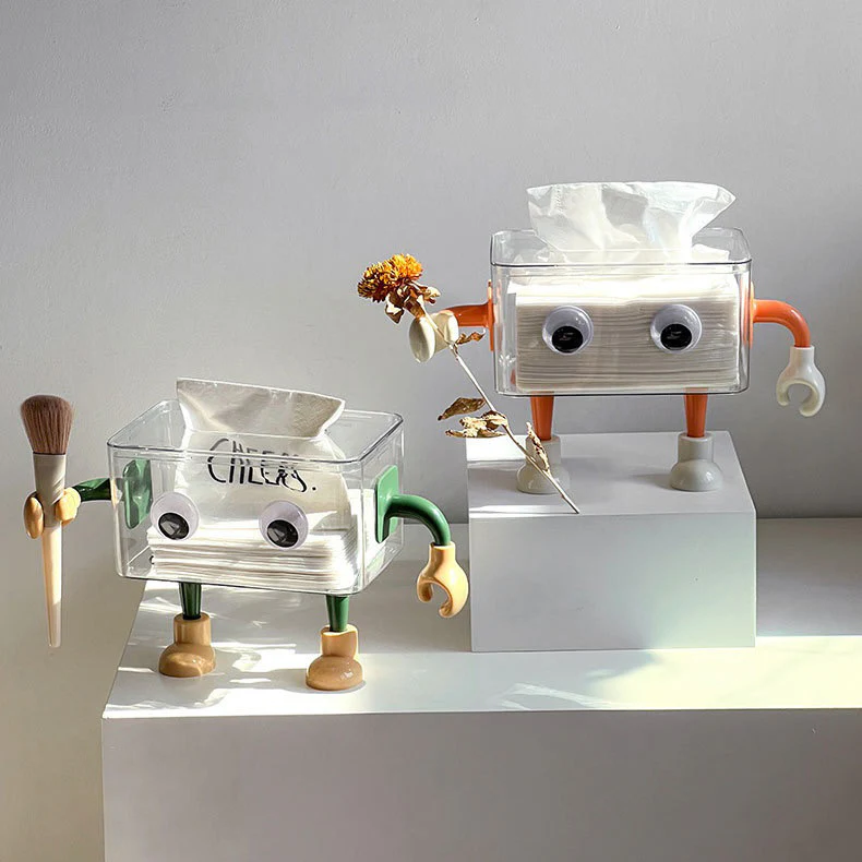 3D Cartoon Robot Tissue Box Green - Image 8