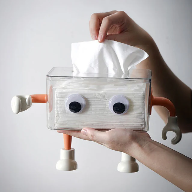 3D Cartoon Robot Tissue Box Orange - Image 2