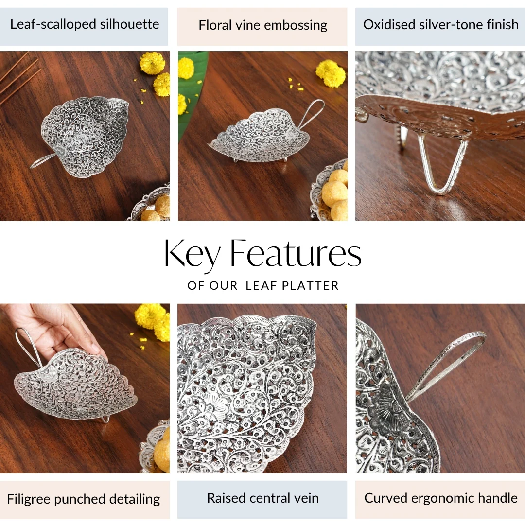 Aaradhya Silver Leaf Platter - Image 5