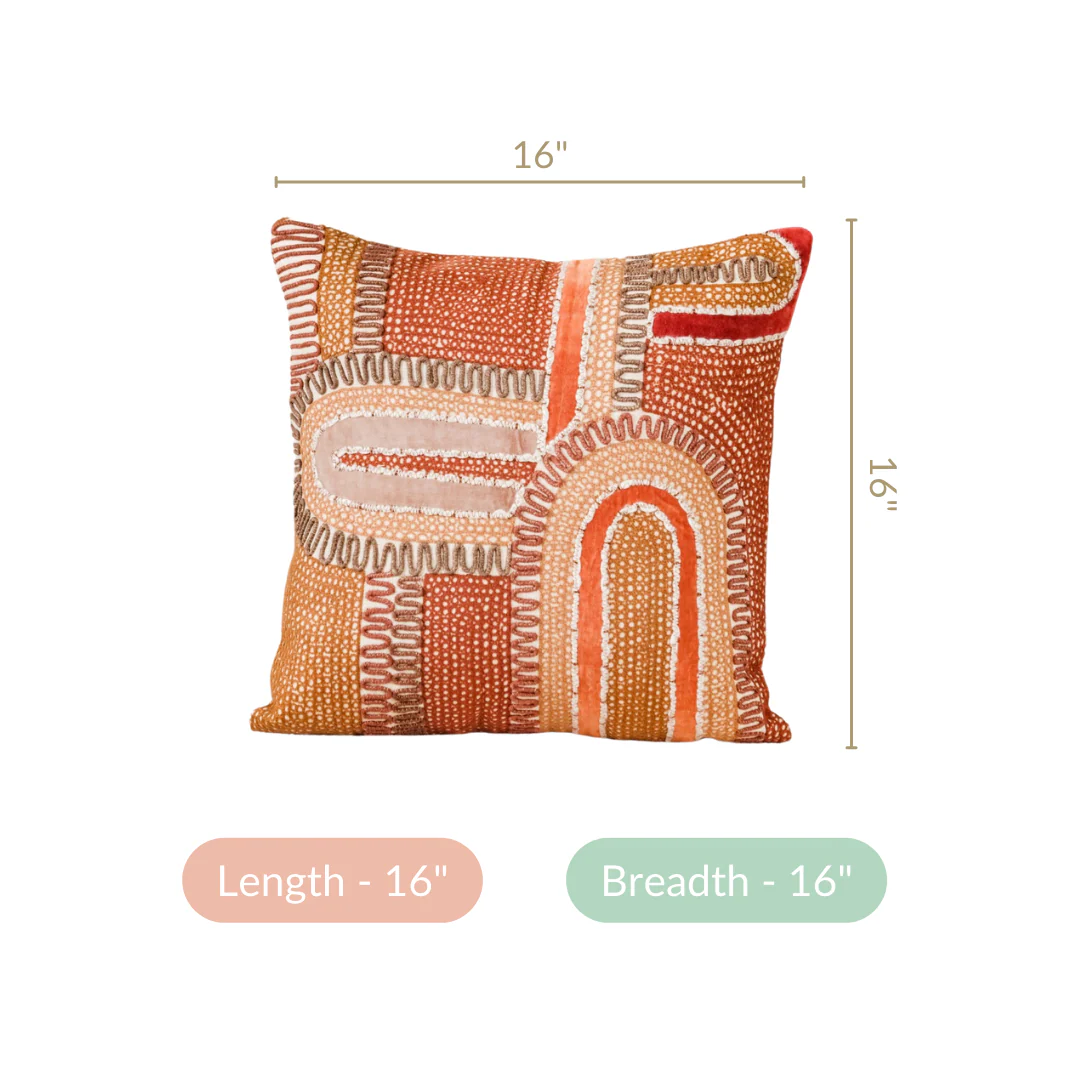 Aari Embroidered Cotton Cushion Cover 16x16 Inch - Image 5
