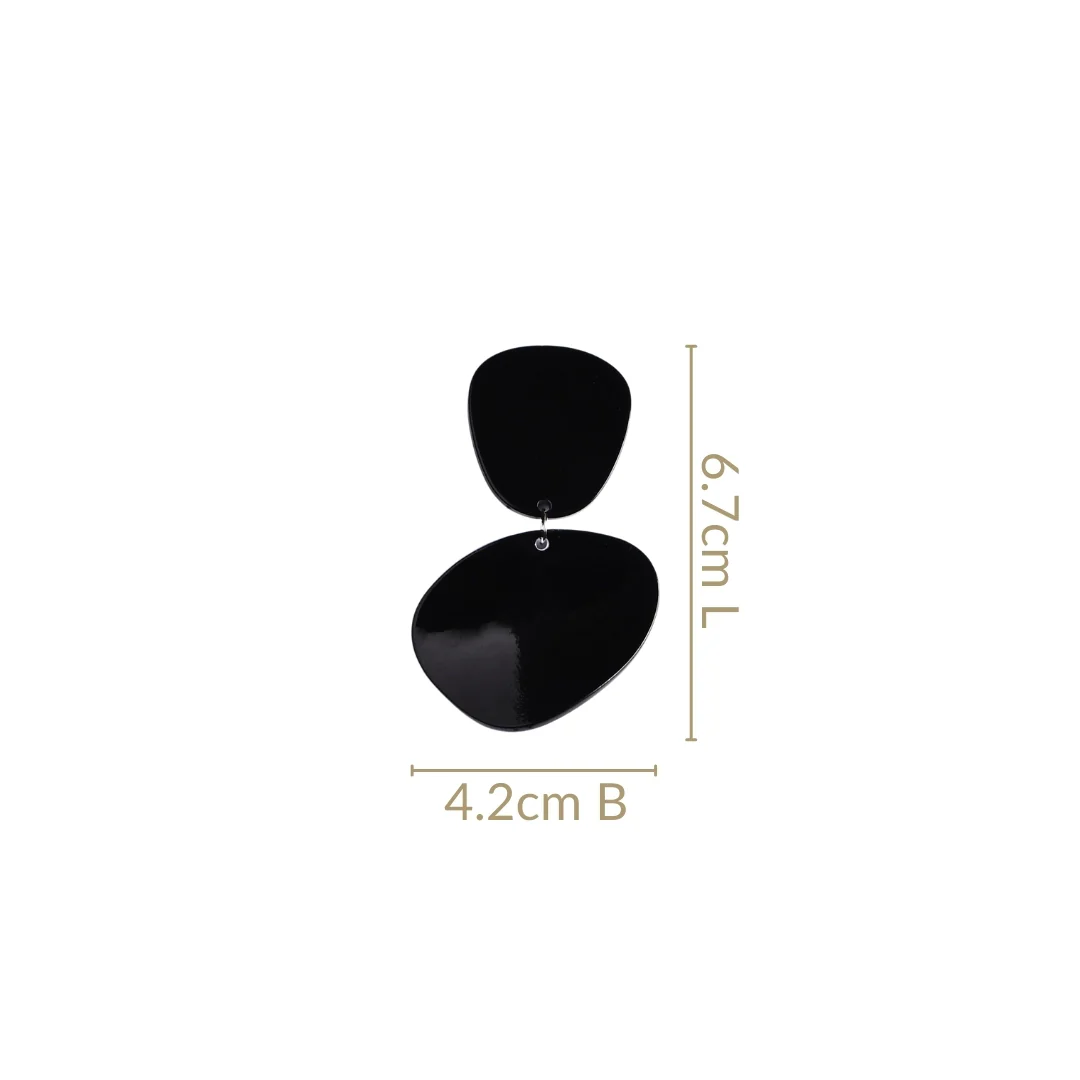 Abstract Black Dangler Earrings - Image 3