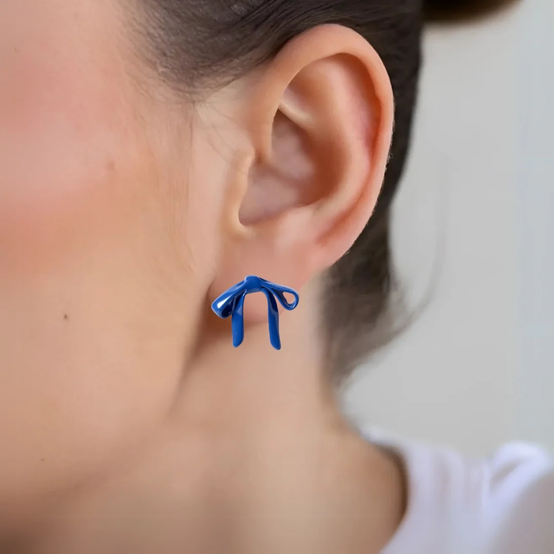Abstract Bow Blue Studs - Image 2
