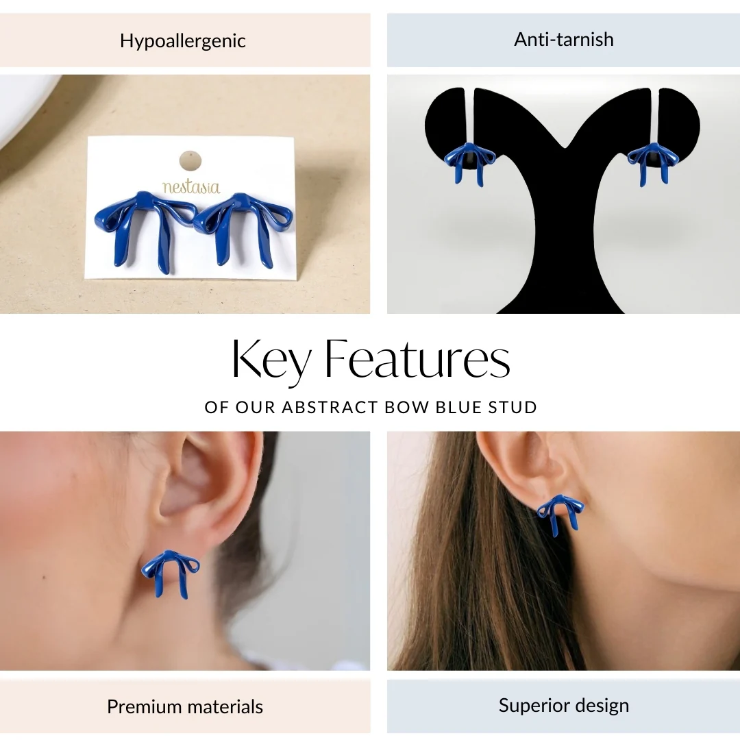 Abstract Bow Blue Studs - Image 4