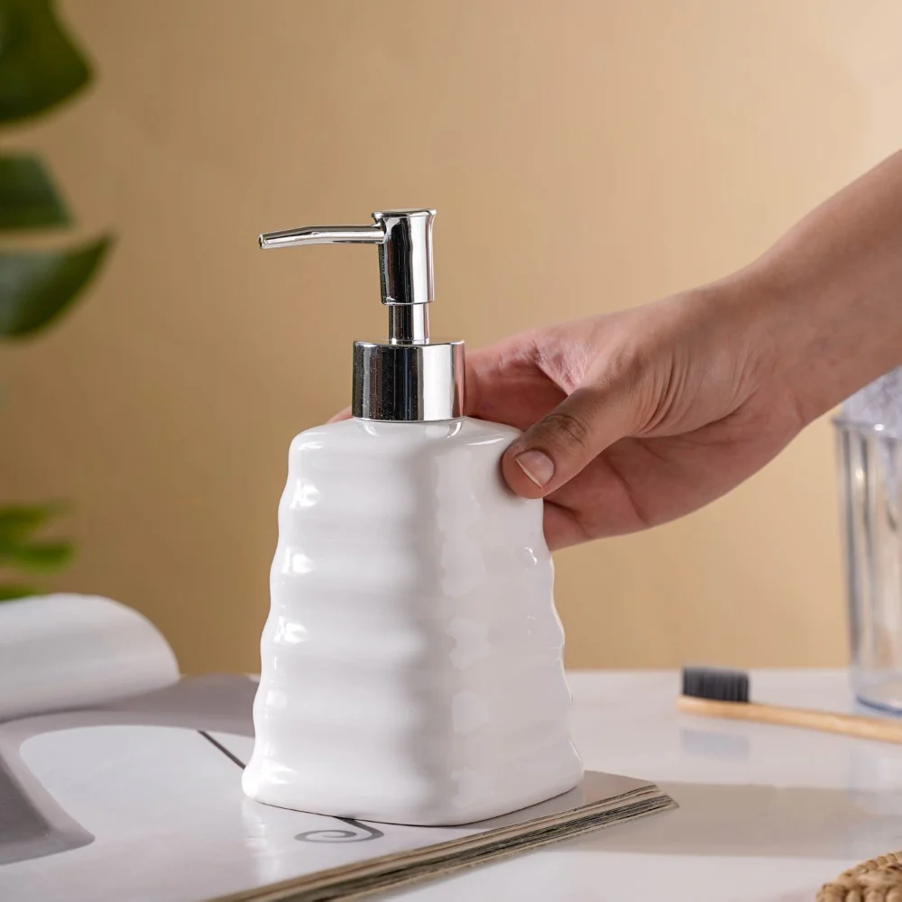 Abstract Ceramic Dispenser With Nozzle White 7 Inch - Image 2