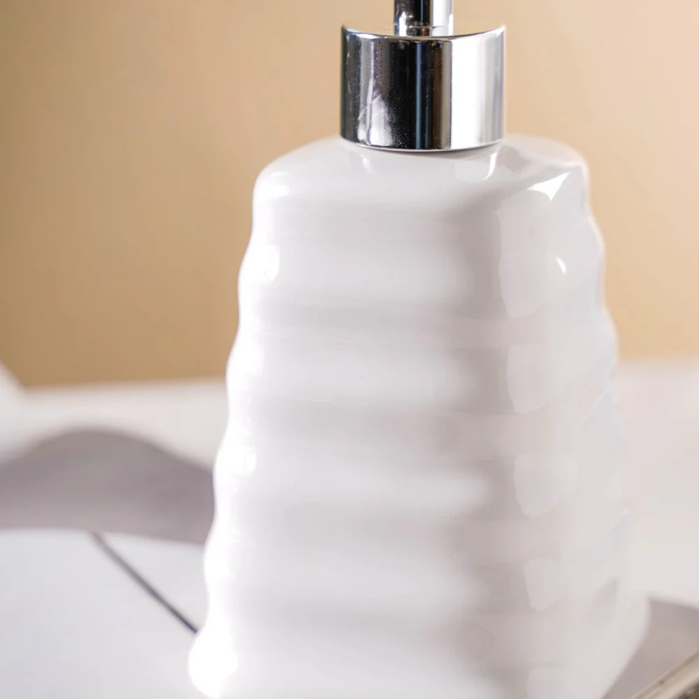 Abstract Ceramic Dispenser With Nozzle White 7 Inch - Image 3