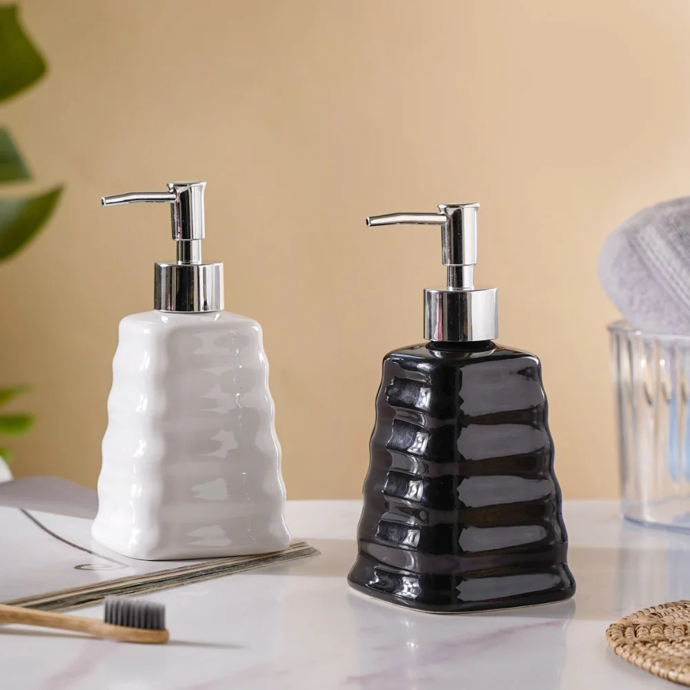 Abstract Ceramic Dispenser With Nozzle White 7 Inch - Image 8