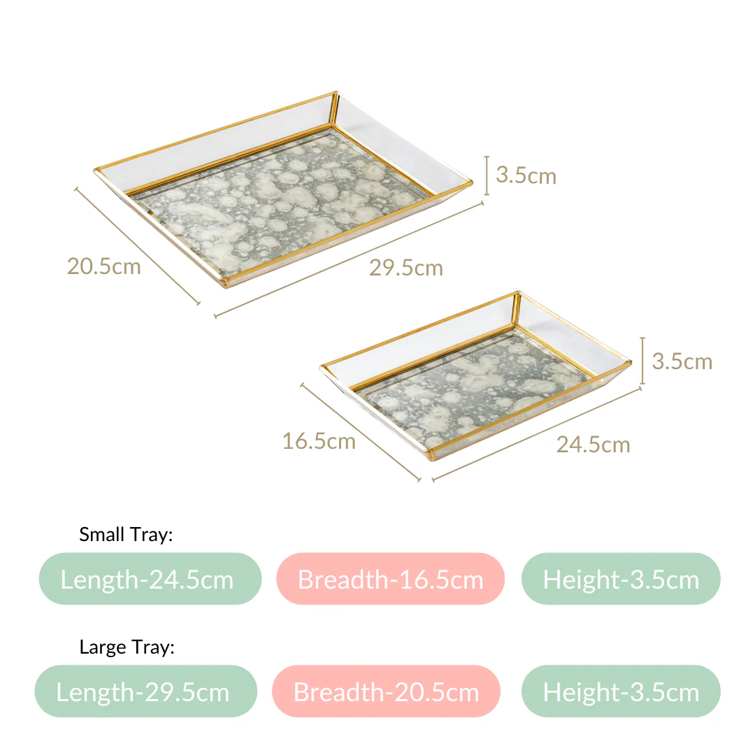 Abstract Design Printed Glass Vanity Tray Set Of 2 - Image 4