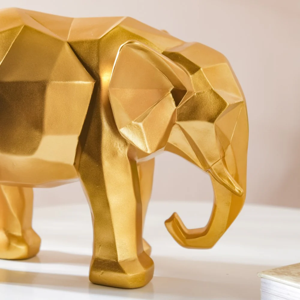 Abstract Elephant Figurine Gold - Image 5