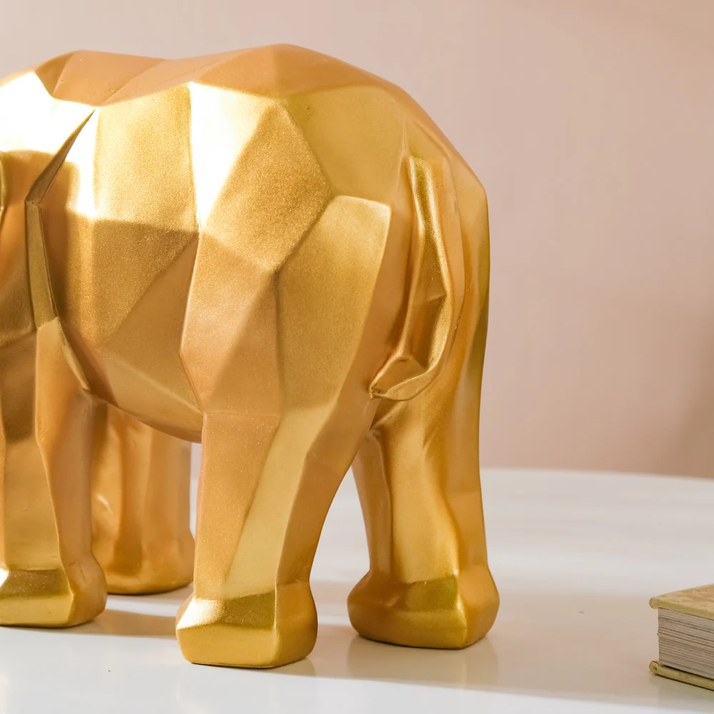 Abstract Elephant Figurine Gold - Image 7