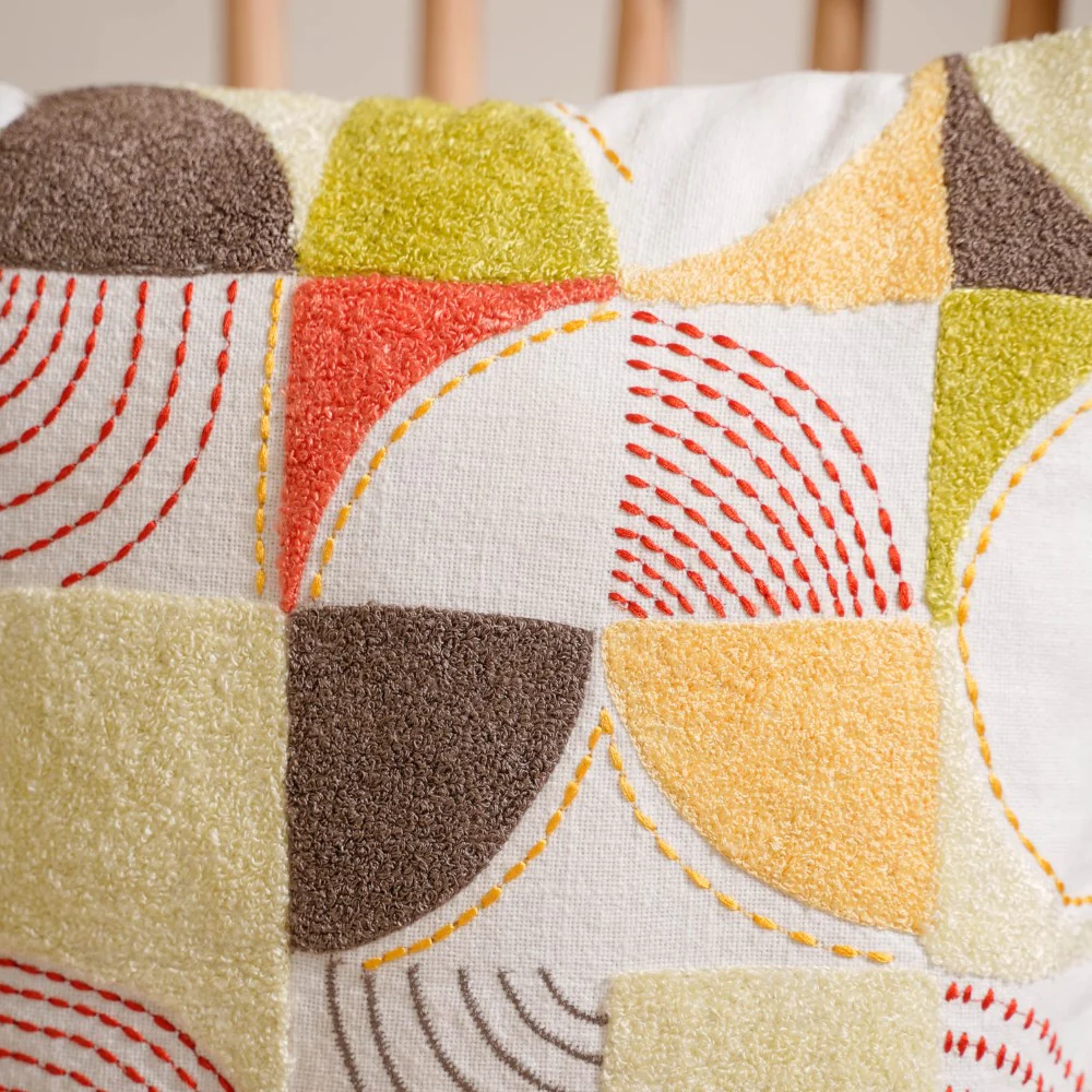 Abstract Embroidered Tufted Cushion Cover 16x16 Inch - Image 3