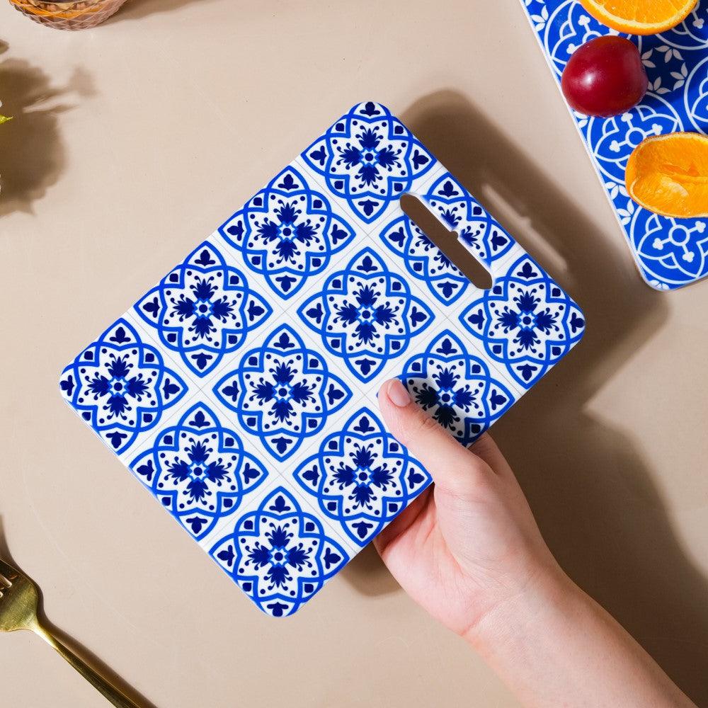 Abstract Moroccan Zellij Art Rectangle Tile Trivet Blue 7 Inch - Image 2