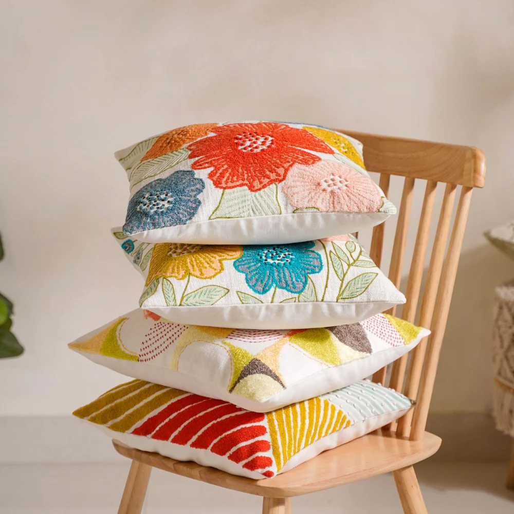 Abstract Multicoloured Cotton Cushion Cover 16x16 Inch - Image 7