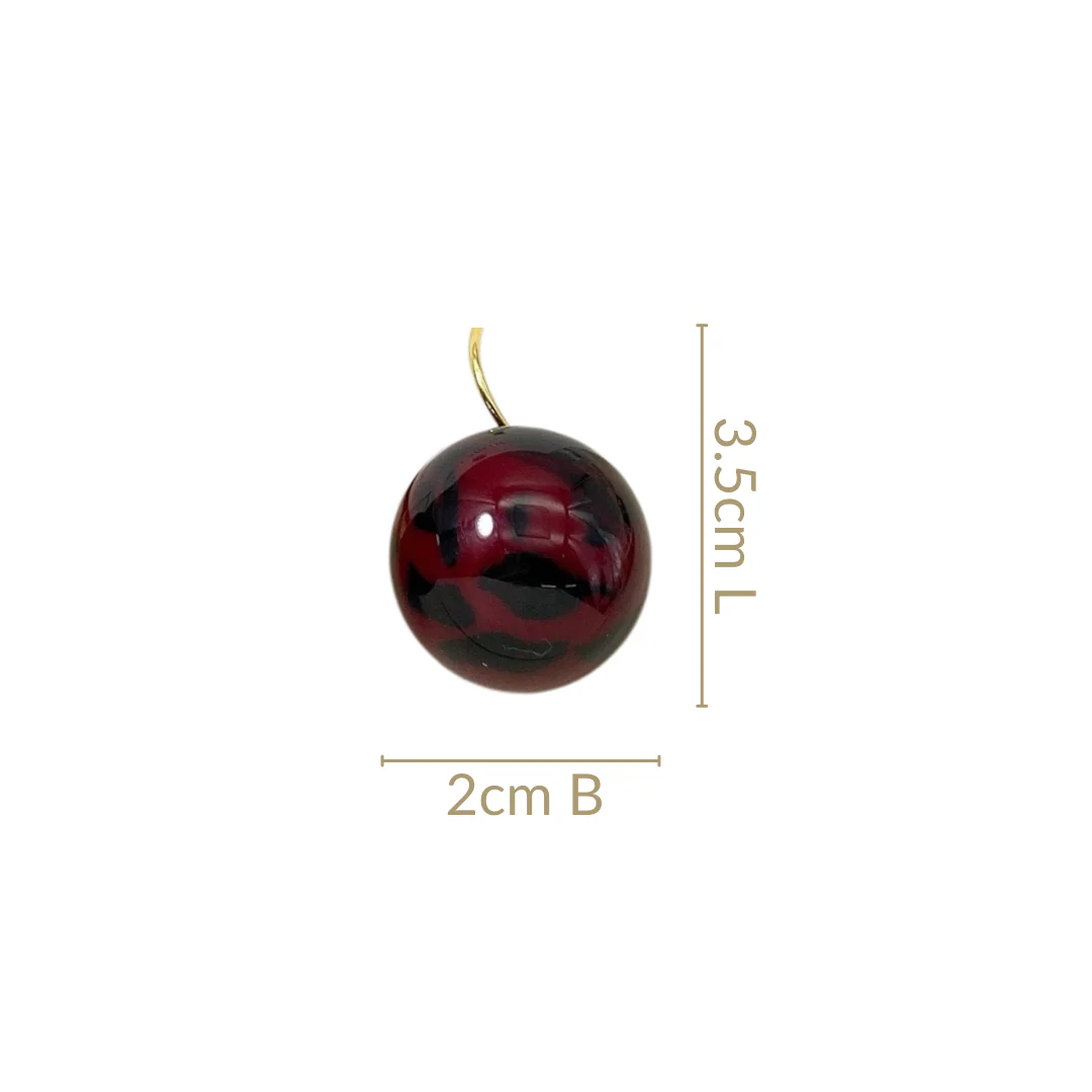 Abstract Patterned Maroon Bead Earrings - Image 3