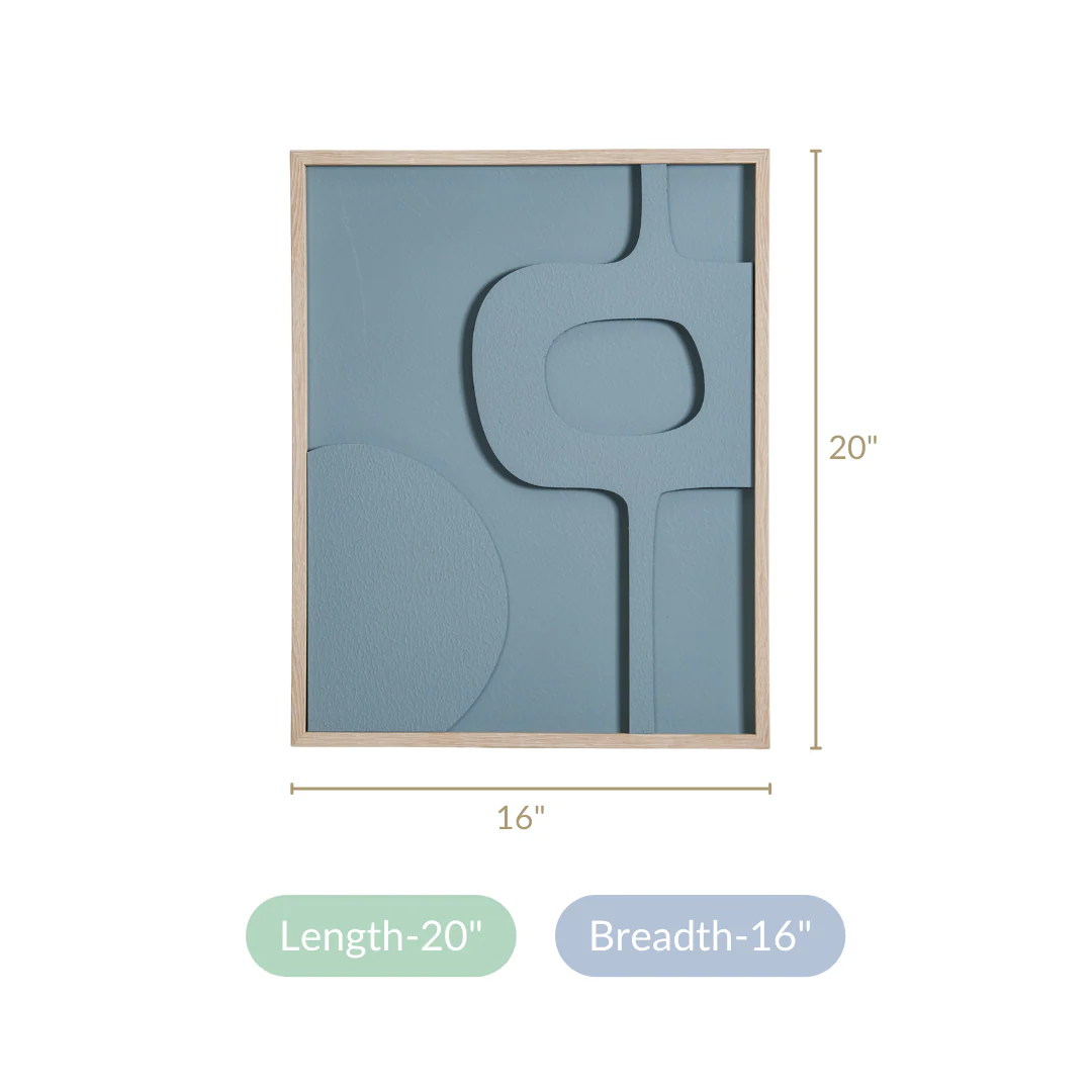 Abstract Teal 3D Relief Wall Artwork For Home 20x16 Inch - Image 5