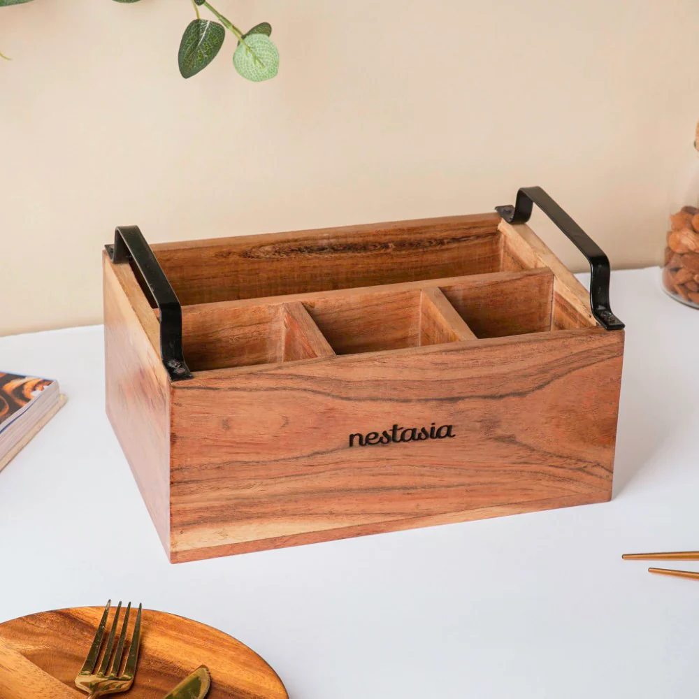 Acacia Caddy With Handle 10 Inch - Image 7
