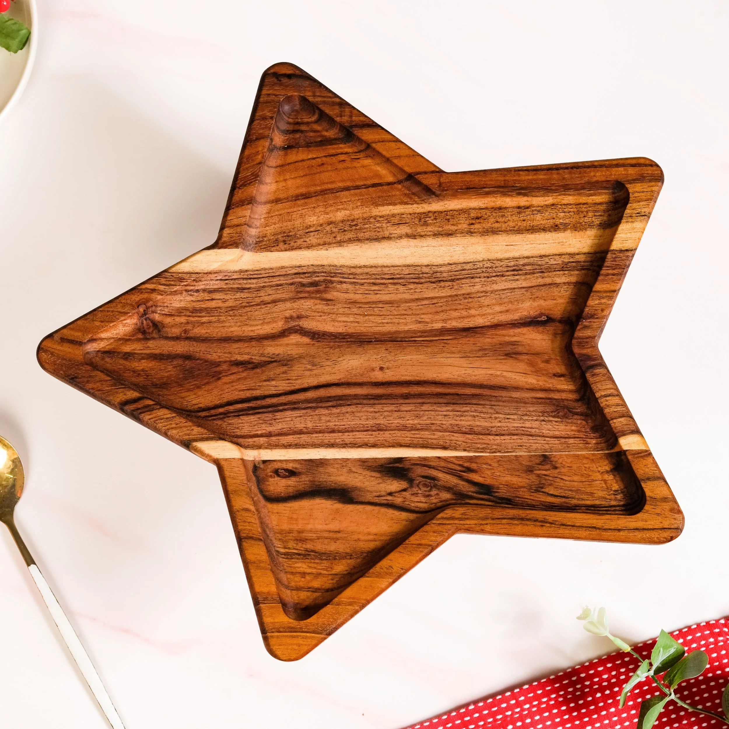 Acacia Star Dessert Cake Stand 34x33cm - Image 2