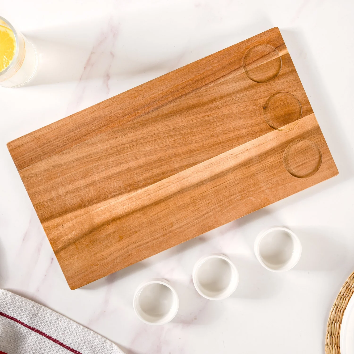 Acacia Wood Cheeseboard With Set Of 3 Small Bowls 50ml - Image 8