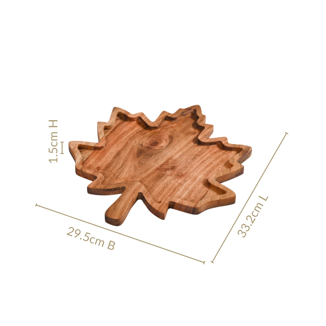 Acacia Wood Maple Leaf Serving Platter - Image 4