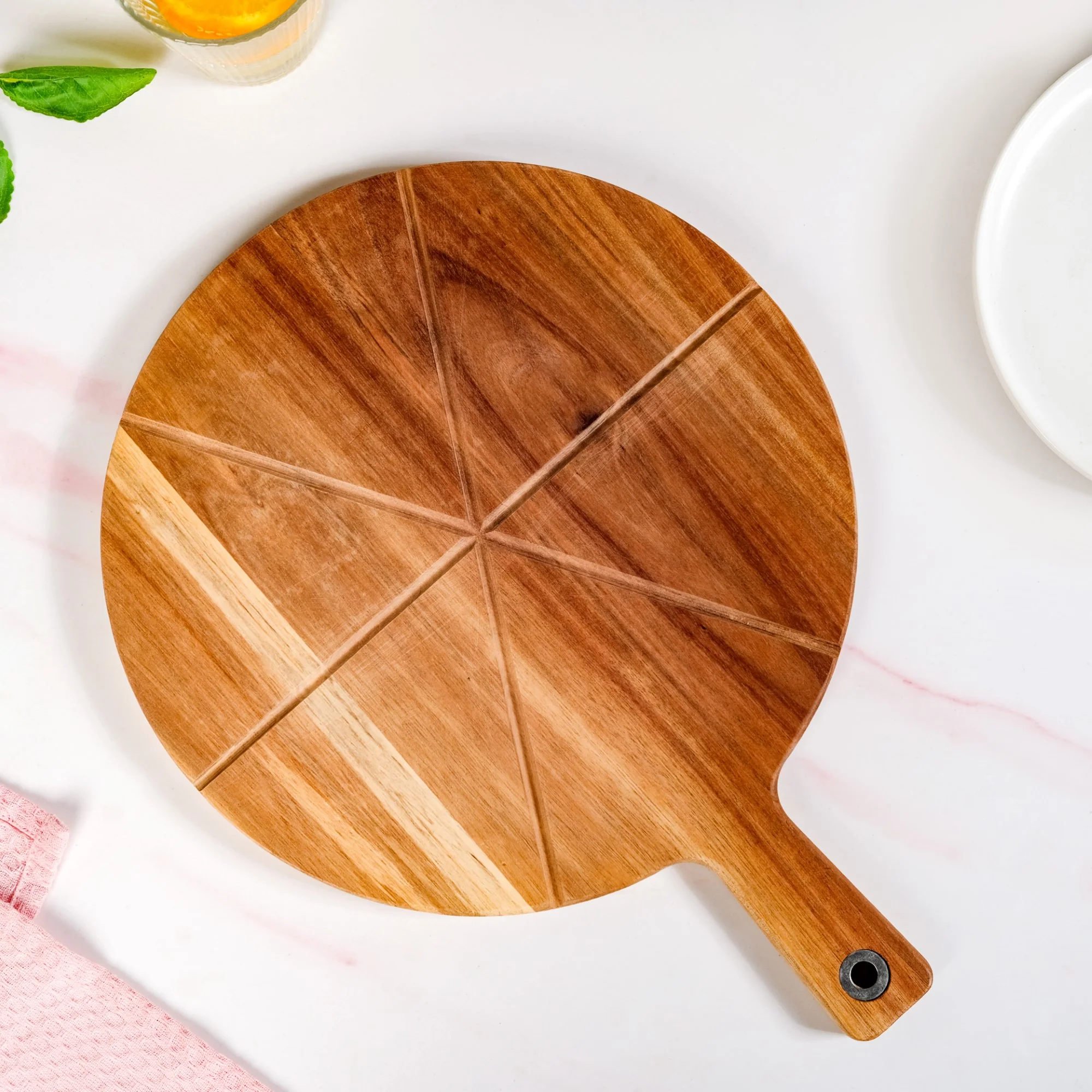 Acacia Wood Pizza Cutting And Serving Board 12 Inch - Image 2