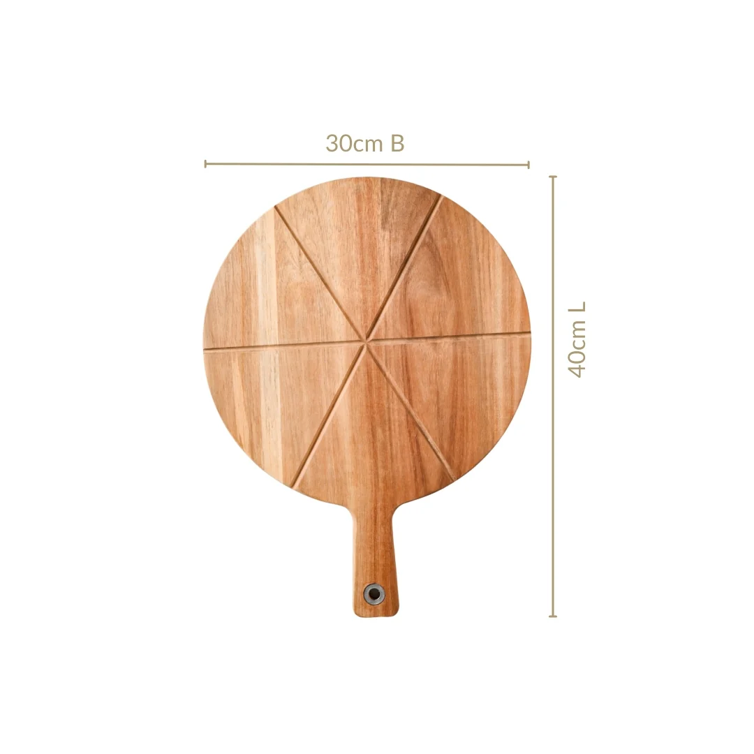 Acacia Wood Pizza Cutting And Serving Board 12 Inch - Image 4
