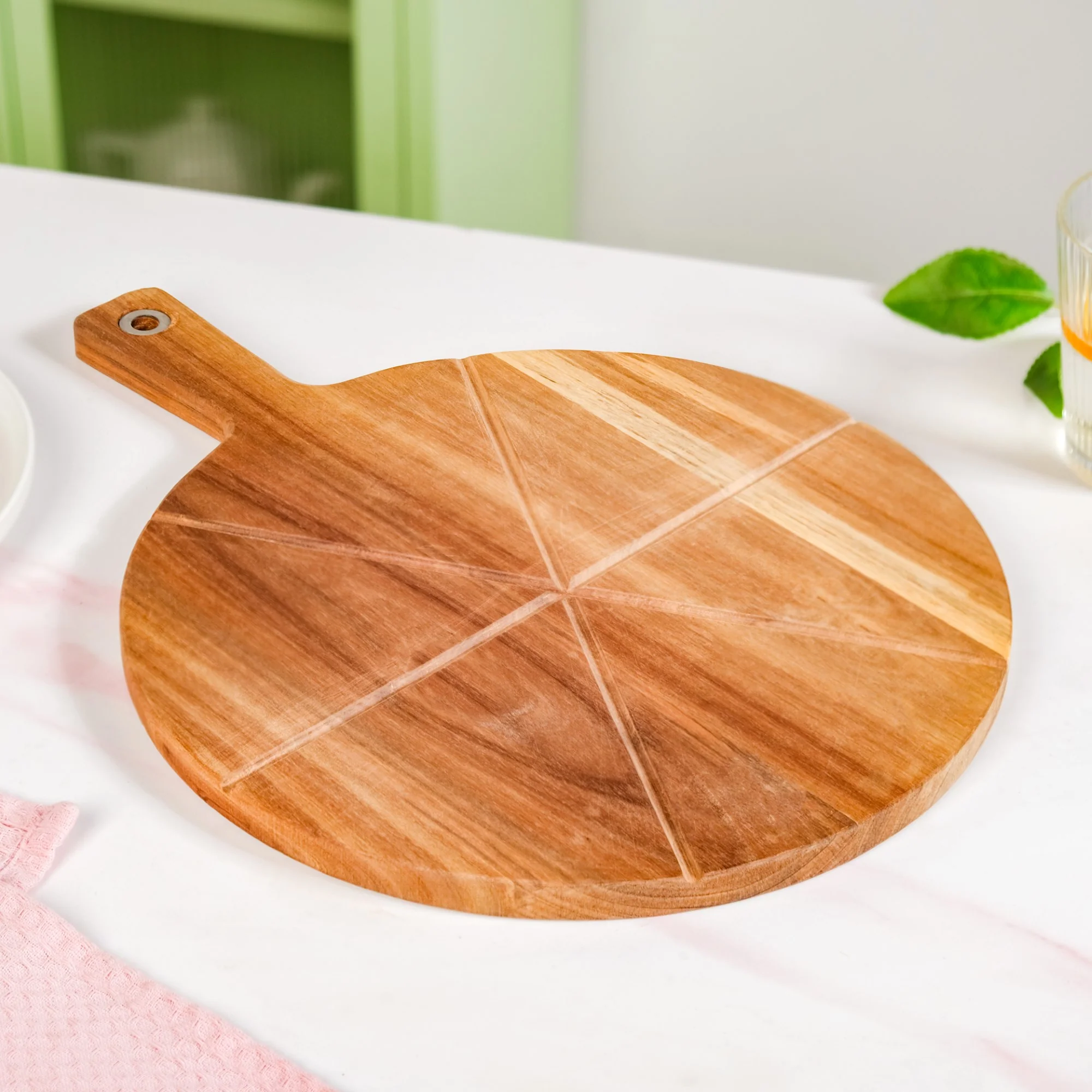 Acacia Wood Pizza Cutting And Serving Board 12 Inch - Image 6