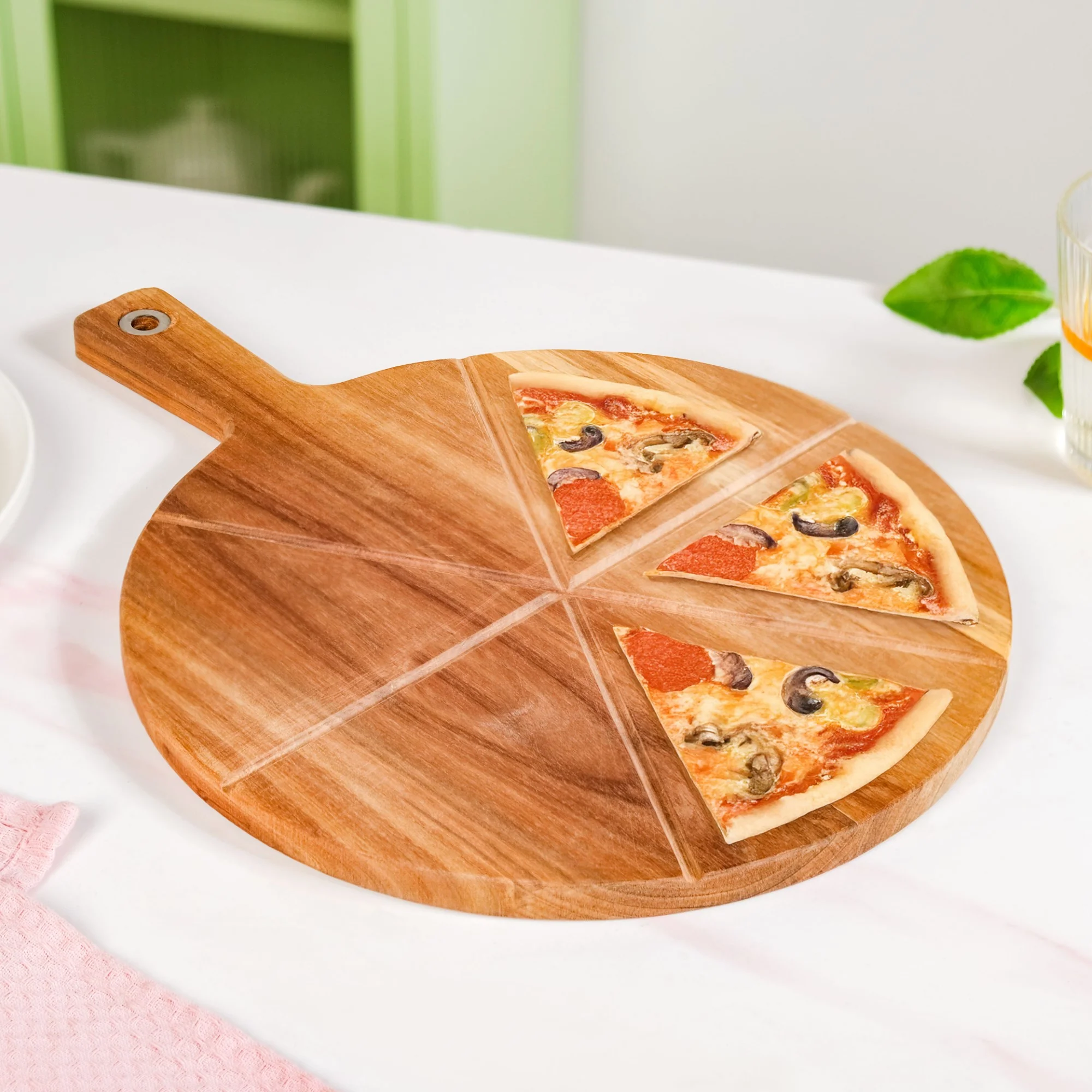 Acacia Wood Pizza Cutting And Serving Board 12 Inch - Image 7