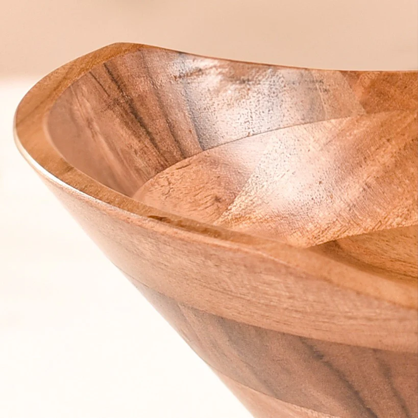 Acacia Wood Salad Bowl With Legs 1500ml - Image 8
