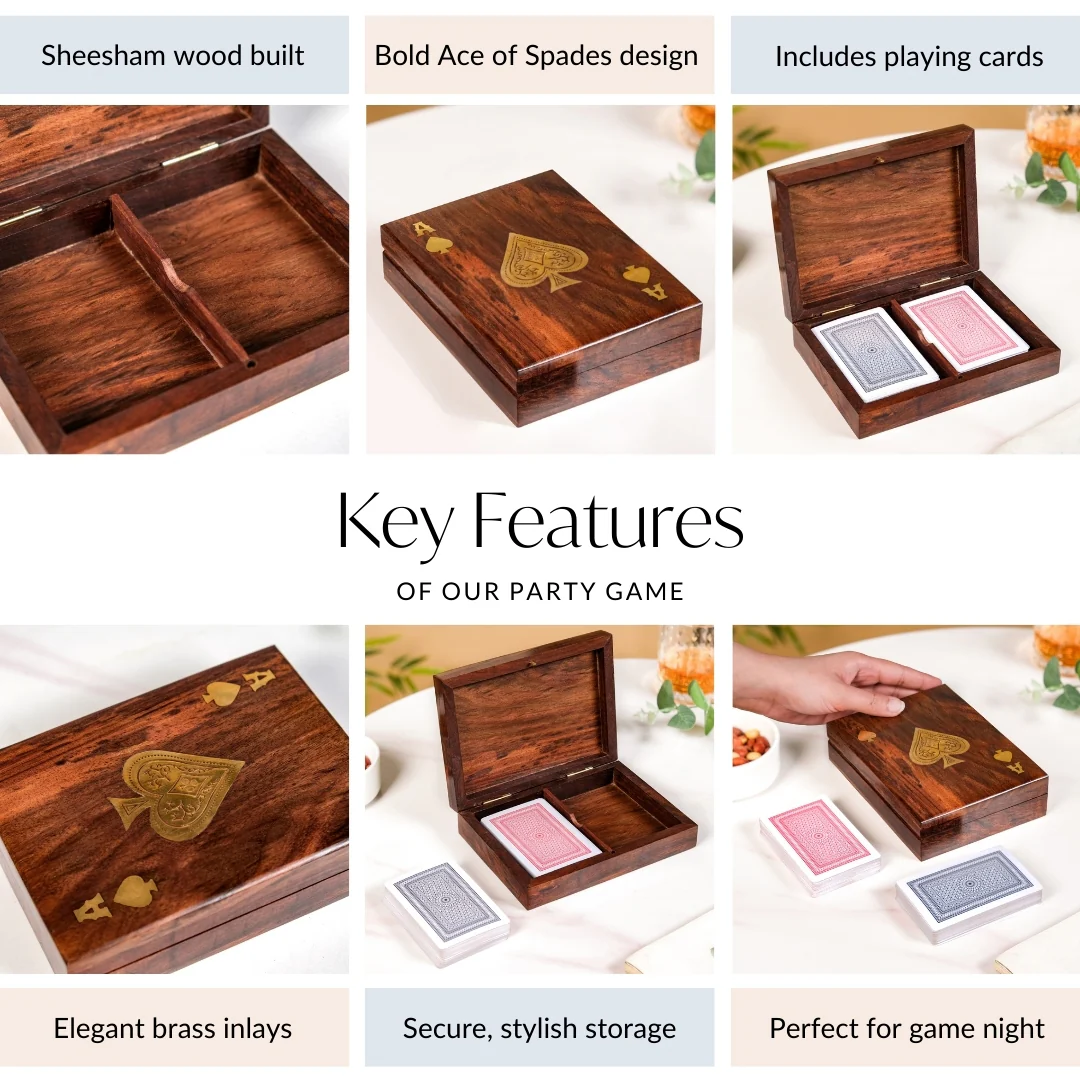 Ace Wooden Card Box With 2 Card Decks - Image 5