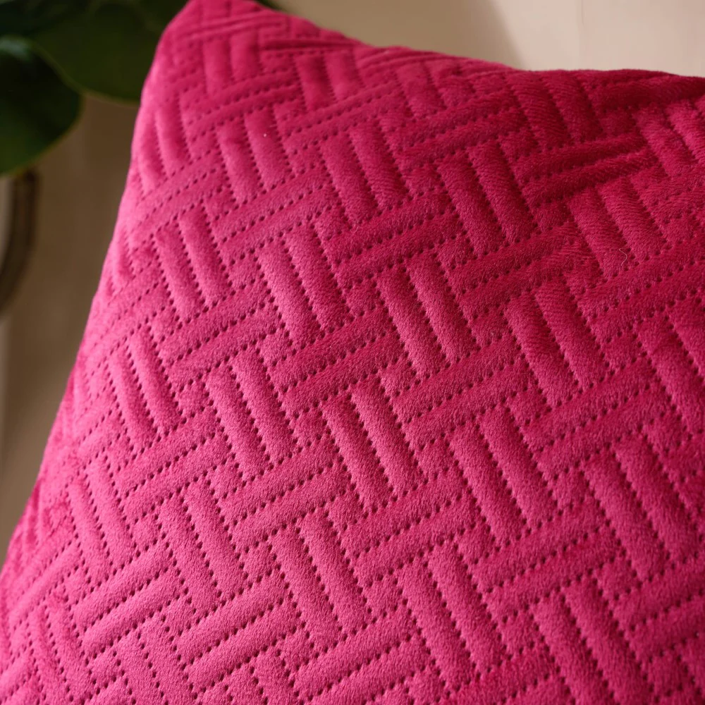 Airene Magenta Quilted Velvet Cushion Cover 16 x 16 Inch - Image 5