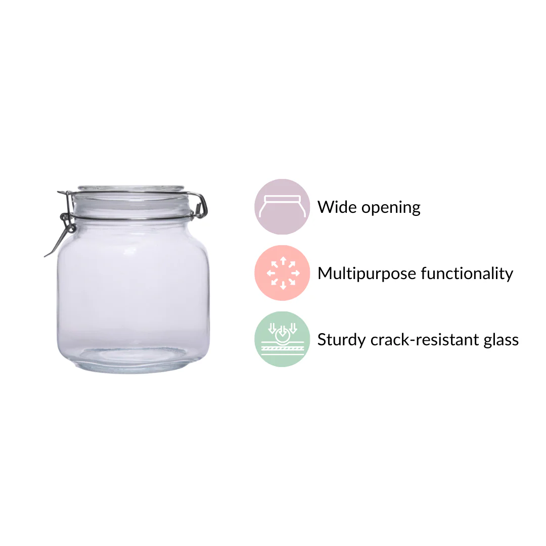 Airtight Glass Jars With Clip Lids Set Of 4 1000ml - Image 6