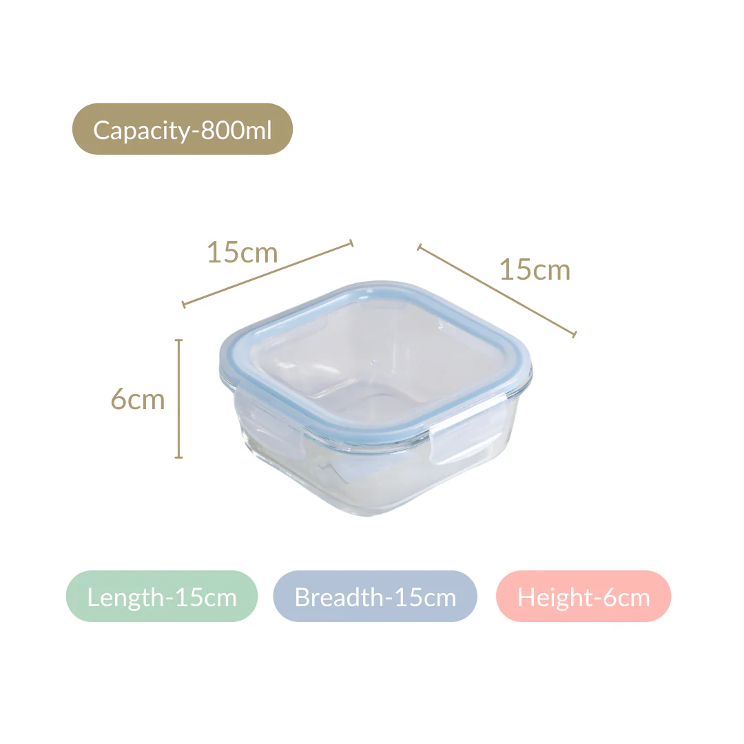 Airtight Glass Lunch Box Set Of 2 800ml - Image 6