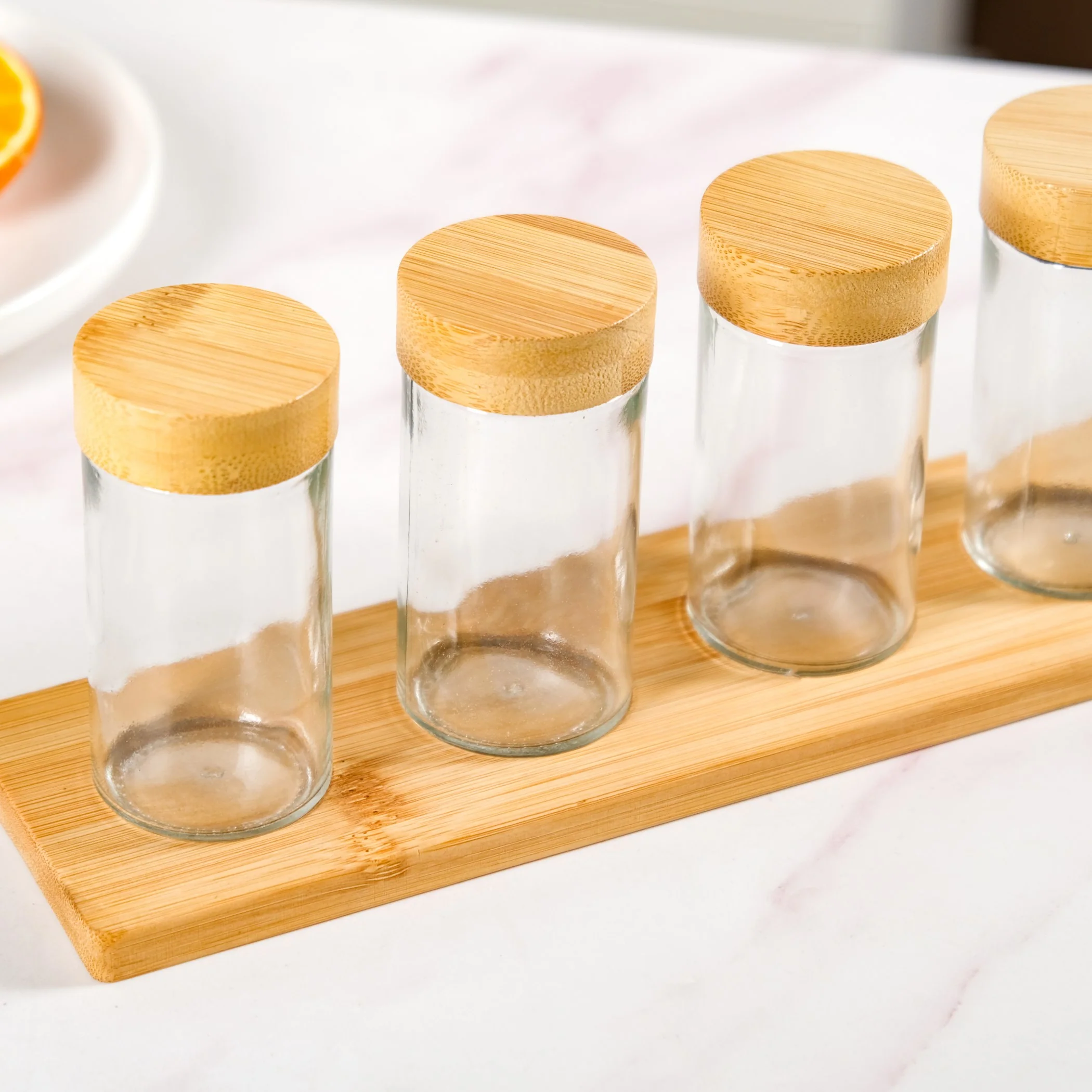 Airtight Seasoning Jars Set Of 4 With Tray - Image 3