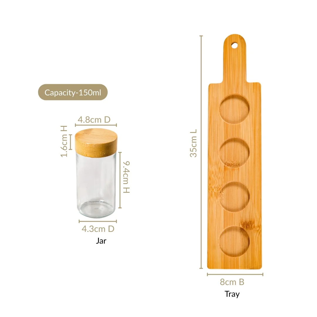 Airtight Seasoning Jars Set Of 4 With Tray - Image 4