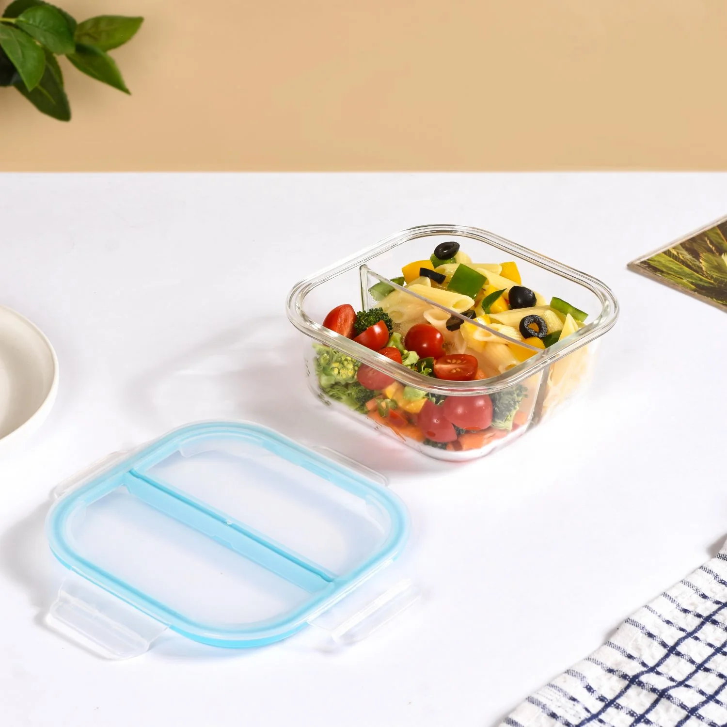 Airtight Two Section Sealed Glass Lunch Box 750ml - Image 12