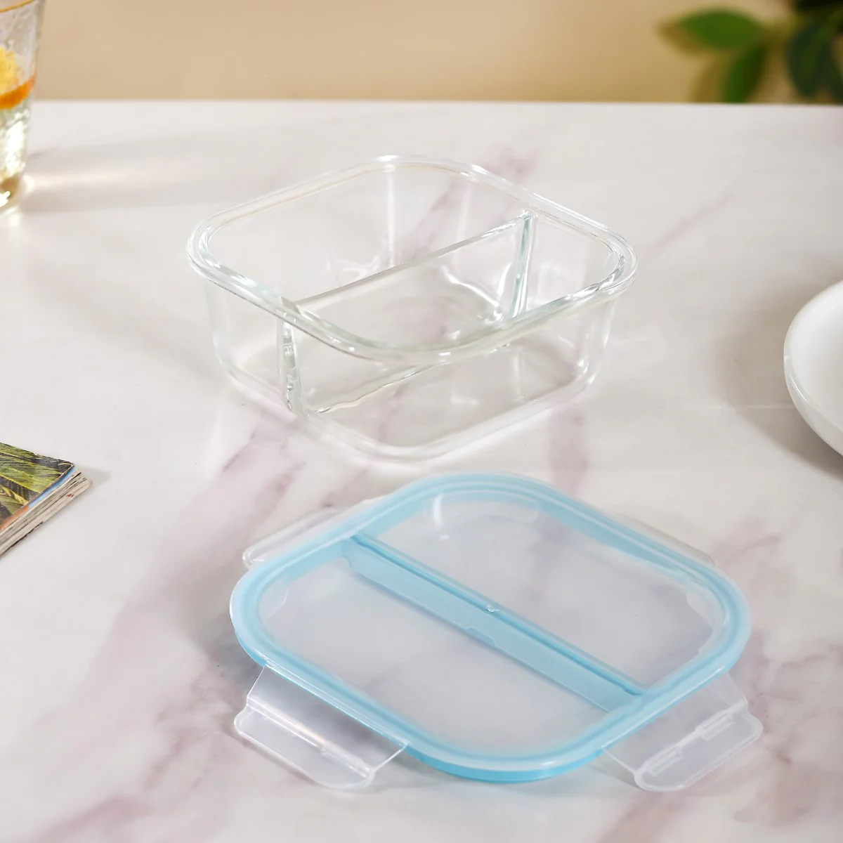 Airtight Two Section Sealed Glass Lunch Box 750ml - Image 4