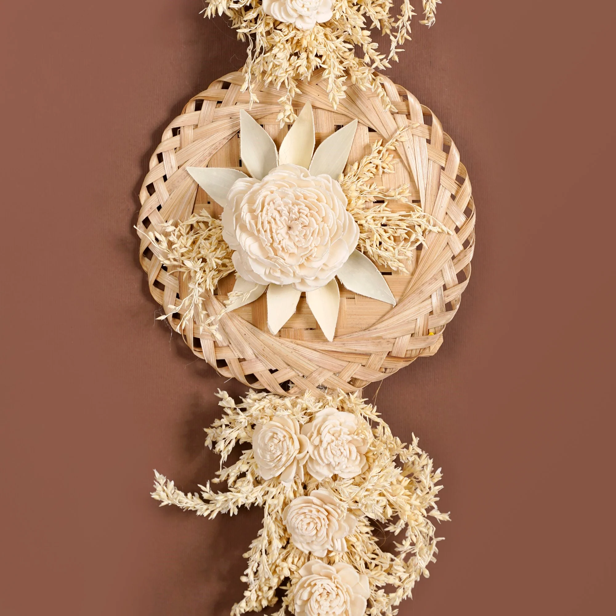 All Natural Wall Hanging With Sola Flowers And Dried Grass Set Of 2 - Image 6