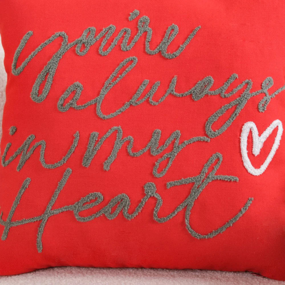 Always In My Heart Cushion Cover Set Of 2 Red White 16x16 Inch - Image 7