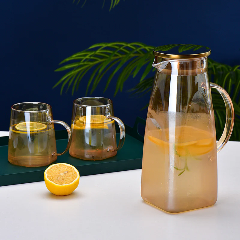 Amber Glass Jug and 4 Cups Set - Image 12