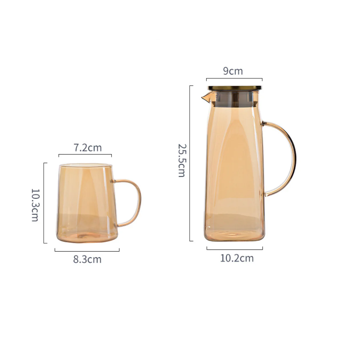 Amber Glass Jug and 4 Cups Set - Image 17